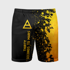 Мужские шорты спортивные с принтом Thirty Seconds to Mars   gold gradient по вертикали в Кировске,  |  | 