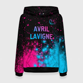Женская толстовка 3D с принтом Avril Lavigne   neon gradient посередине , 100% полиэстер  | двухслойный капюшон со шнурком для регулировки, мягкие манжеты на рукавах и по низу толстовки, спереди карман-кенгуру с мягким внутренним слоем. | 