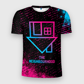 Мужская футболка 3D Slim с принтом The Neighbourhood   neon gradient в Тюмени, 100% полиэстер с улучшенными характеристиками | приталенный силуэт, круглая горловина, широкие плечи, сужается к линии бедра | 