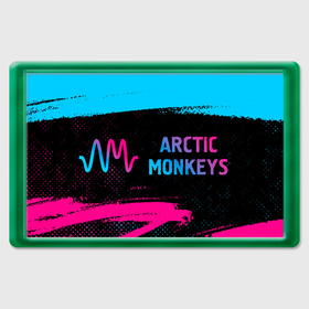 Магнит 45*70 с принтом Arctic Monkeys   neon gradient по горизонтали , Пластик | Размер: 78*52 мм; Размер печати: 70*45 | 