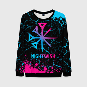 Мужской свитшот 3D с принтом Nightwish   neon gradient в Курске, 100% полиэстер с мягким внутренним слоем | круглый вырез горловины, мягкая резинка на манжетах и поясе, свободная посадка по фигуре | Тематика изображения на принте: 