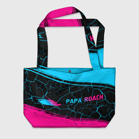 Пляжная сумка 3D с принтом Papa Roach   neon gradient по горизонтали , 100% полиэстер | застегивается на металлическую кнопку; внутренний карман застегивается на молнию. Стенки укреплены специальным мягким материалом, чтобы защитить содержимое от несильных ударов
 | 