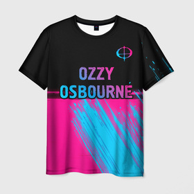 Мужская футболка 3D с принтом Ozzy Osbourne   neon gradient посередине в Тюмени, 100% полиэфир | прямой крой, круглый вырез горловины, длина до линии бедер | 