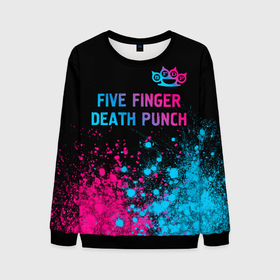 Мужской свитшот 3D с принтом Five Finger Death Punch   neon gradient посередине в Белгороде, 100% полиэстер с мягким внутренним слоем | круглый вырез горловины, мягкая резинка на манжетах и поясе, свободная посадка по фигуре | Тематика изображения на принте: 