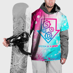 Накидка на куртку 3D с принтом System of a Down neon gradient style в Белгороде, 100% полиэстер |  | 