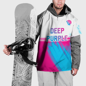 Накидка на куртку 3D с принтом Deep Purple neon gradient style посередине , 100% полиэстер |  | Тематика изображения на принте: 