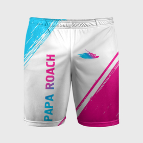 Мужские шорты спортивные с принтом Papa Roach neon gradient style вертикально ,  |  | 