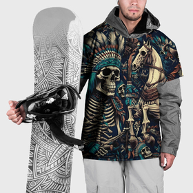 Накидка на куртку 3D с принтом Татуировка скелета индейца и ковбоя в техасе в Белгороде, 100% полиэстер |  | Тематика изображения на принте: 