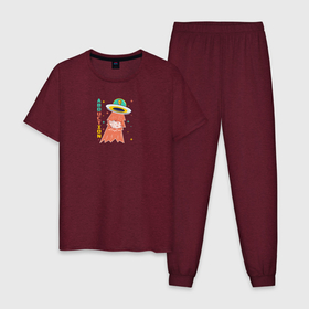 Мужская пижама хлопок с принтом Похищение свиньи ufo , 100% хлопок | брюки и футболка прямого кроя, без карманов, на брюках мягкая резинка на поясе и по низу штанин
 | 