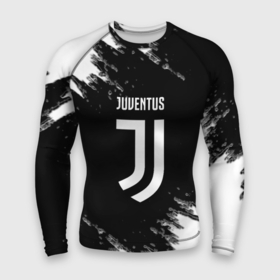 Мужской рашгард 3D с принтом Juventus спорт краски черно белый в Петрозаводске,  |  | Тематика изображения на принте: 