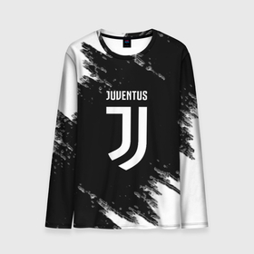 Мужской лонгслив 3D с принтом Juventus спорт краски черно белый в Петрозаводске, 100% полиэстер | длинные рукава, круглый вырез горловины, полуприлегающий силуэт | 
