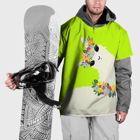 Накидка на куртку 3D с принтом Летняя лама   альпака в венке в Петрозаводске, 100% полиэстер |  | Тематика изображения на принте: 
