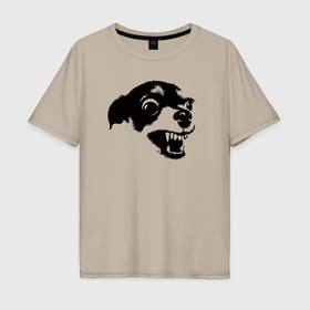 Мужская футболка хлопок Oversize с принтом Злая собака терьер в Петрозаводске, 100% хлопок | свободный крой, круглый ворот, “спинка” длиннее передней части | 