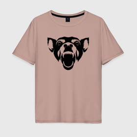 Мужская футболка хлопок Oversize с принтом Собака убивака в Кировске, 100% хлопок | свободный крой, круглый ворот, “спинка” длиннее передней части | 