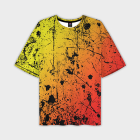 Мужская футболка oversize 3D с принтом Огненный перелив заката с текстурой царапин и брызг в Тюмени,  |  | 