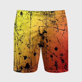 Мужские шорты спортивные с принтом Огненный перелив заката с текстурой царапин и брызг в Курске,  |  | 