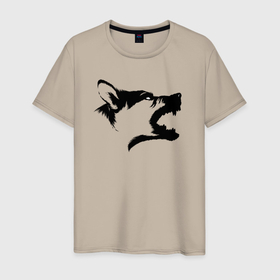Мужская футболка хлопок с принтом Злобный пёс в профиль в Петрозаводске, 100% хлопок | прямой крой, круглый вырез горловины, длина до линии бедер, слегка спущенное плечо. | 
