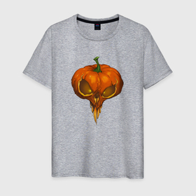 Мужская футболка хлопок с принтом Halloween pumpkin в Екатеринбурге, 100% хлопок | прямой крой, круглый вырез горловины, длина до линии бедер, слегка спущенное плечо. | 