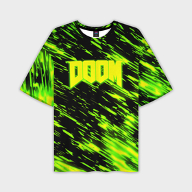 Мужская футболка oversize 3D с принтом Doom огенное лого кислотное в Курске,  |  | 