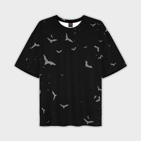 Мужская футболка oversize 3D с принтом Летучие мыши на черном небе в Петрозаводске,  |  | 
