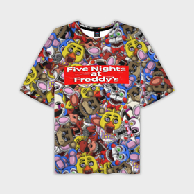 Мужская футболка oversize 3D с принтом Five Nights at Freddys все персонажы хоррора в Тюмени,  |  | 