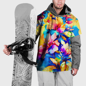 Накидка на куртку 3D с принтом Акварельные цветочные фантазии в Петрозаводске, 100% полиэстер |  | 