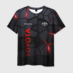 Мужская футболка 3D с принтом Toyota   плиты с эффектом свечения в Тюмени, 100% полиэфир | прямой крой, круглый вырез горловины, длина до линии бедер | 