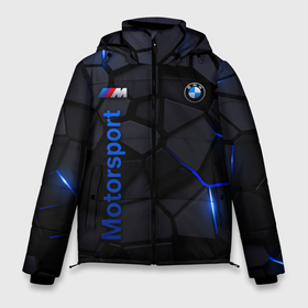 Мужская зимняя куртка 3D с принтом BMW   плиты с эффектом свечения в Екатеринбурге, верх — 100% полиэстер; подкладка — 100% полиэстер; утеплитель — 100% полиэстер | длина ниже бедра, свободный силуэт Оверсайз. Есть воротник-стойка, отстегивающийся капюшон и ветрозащитная планка. 

Боковые карманы с листочкой на кнопках и внутренний карман на молнии. | 
