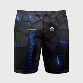 Мужские шорты спортивные с принтом Volkswagen   плиты с эффектом свечения ,  |  | Тематика изображения на принте: 