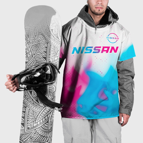 Накидка на куртку 3D с принтом Nissan neon gradient style посередине в Белгороде, 100% полиэстер |  | Тематика изображения на принте: 