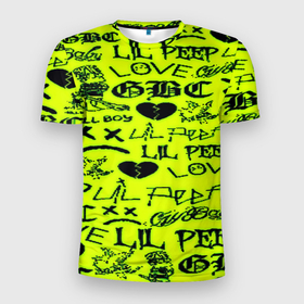 Мужская футболка 3D Slim с принтом Lil peep кислотный стиль в Санкт-Петербурге, 100% полиэстер с улучшенными характеристиками | приталенный силуэт, круглая горловина, широкие плечи, сужается к линии бедра | 