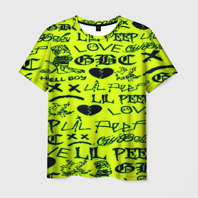Мужская футболка 3D с принтом Lil peep кислотный стиль в Санкт-Петербурге, 100% полиэфир | прямой крой, круглый вырез горловины, длина до линии бедер | 