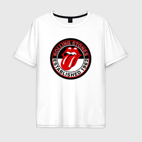 Мужская футболка хлопок Oversize с принтом Rolling Stones established 1962 в Петрозаводске, 100% хлопок | свободный крой, круглый ворот, “спинка” длиннее передней части | 