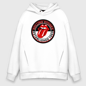 Мужское худи Oversize хлопок с принтом Rolling Stones established 1962 в Белгороде, френч-терри — 70% хлопок, 30% полиэстер. Мягкий теплый начес внутри —100% хлопок | боковые карманы, эластичные манжеты и нижняя кромка, капюшон на магнитной кнопке | 