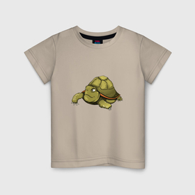 Детская футболка хлопок с принтом Зеленая черепаха в Белгороде, 100% хлопок | круглый вырез горловины, полуприлегающий силуэт, длина до линии бедер | Тематика изображения на принте: 