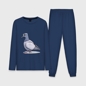 Мужская пижама с лонгсливом хлопок с принтом Ученый голубь в Тюмени,  |  | 