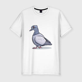 Мужская футболка хлопок Slim с принтом Ученый голубь в Тюмени, 92% хлопок, 8% лайкра | приталенный силуэт, круглый вырез ворота, длина до линии бедра, короткий рукав | 