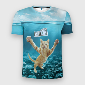Мужская футболка 3D Slim с принтом Nirvana  Cat в Тюмени, 100% полиэстер с улучшенными характеристиками | приталенный силуэт, круглая горловина, широкие плечи, сужается к линии бедра | Тематика изображения на принте: 