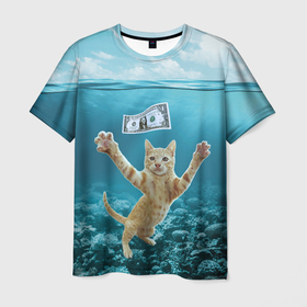 Мужская футболка 3D с принтом Nirvana  Cat в Тюмени, 100% полиэфир | прямой крой, круглый вырез горловины, длина до линии бедер | Тематика изображения на принте: 