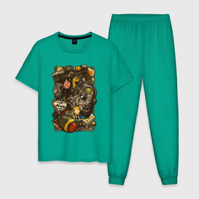 Мужская пижама хлопок с принтом Fallout swag в Тюмени, 100% хлопок | брюки и футболка прямого кроя, без карманов, на брюках мягкая резинка на поясе и по низу штанин
 | 