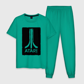 Мужская пижама хлопок с принтом Atali black logo в Белгороде, 100% хлопок | брюки и футболка прямого кроя, без карманов, на брюках мягкая резинка на поясе и по низу штанин
 | 