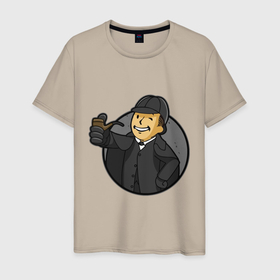 Мужская футболка хлопок с принтом Vault detective в Петрозаводске, 100% хлопок | прямой крой, круглый вырез горловины, длина до линии бедер, слегка спущенное плечо. | 