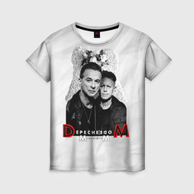 Женская футболка 3D с принтом Depeche Mode   Dave Gahan and Martin Gore с венком в Тюмени, 100% полиэфир ( синтетическое хлопкоподобное полотно) | прямой крой, круглый вырез горловины, длина до линии бедер | 