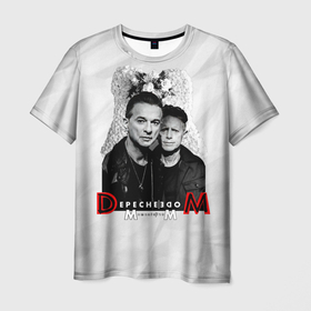Мужская футболка 3D с принтом Depeche Mode   Dave Gahan and Martin Gore с венком в Петрозаводске, 100% полиэфир | прямой крой, круглый вырез горловины, длина до линии бедер | Тематика изображения на принте: 