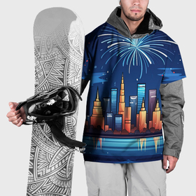 Накидка на куртку 3D с принтом Новогодний   салют , 100% полиэстер |  | 