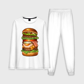 Мужская пижама с лонгсливом хлопок с принтом Burger XXL в Санкт-Петербурге,  |  | 