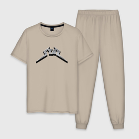 Мужская пижама хлопок с принтом Стас в стиле рок группы Металлика в Тюмени, 100% хлопок | брюки и футболка прямого кроя, без карманов, на брюках мягкая резинка на поясе и по низу штанин
 | 