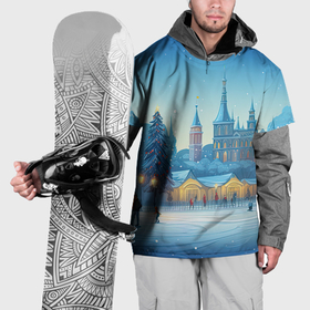Накидка на куртку 3D с принтом Новогодний вечерний город в Санкт-Петербурге, 100% полиэстер |  | 