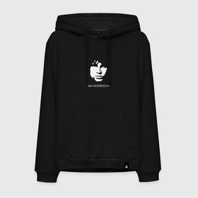 Мужская толстовка хлопок с принтом Jim Morrison black white minimalism в Екатеринбурге, френч-терри, мягкий теплый начес внутри (100% хлопок) | карман-кенгуру, эластичные манжеты и нижняя кромка, капюшон с подкладом и шнурком | 