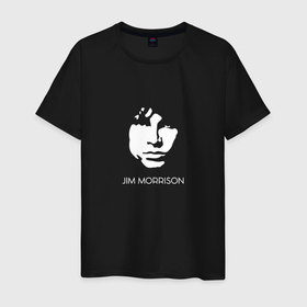 Мужская футболка хлопок с принтом Jim Morrison black white minimalism , 100% хлопок | прямой крой, круглый вырез горловины, длина до линии бедер, слегка спущенное плечо. | 